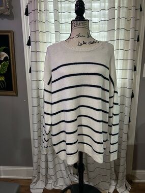 Torrid Size 1 White & Black Striped Boatneck Sweater